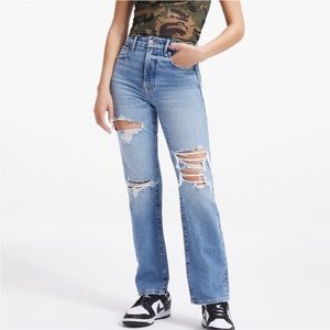 Good American good boy jeans high rise boyfriend fit distressed size 4/27